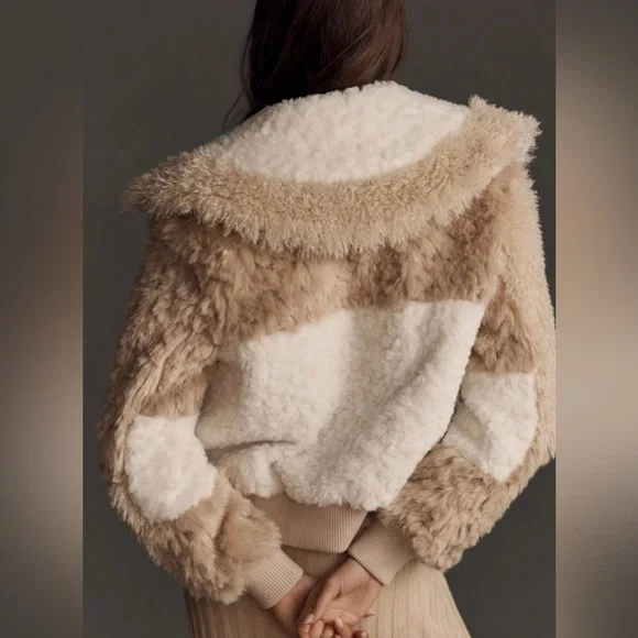 Avec Les Filles Colorblock Sherpa Bomber Jacket - Picture 2 of 7